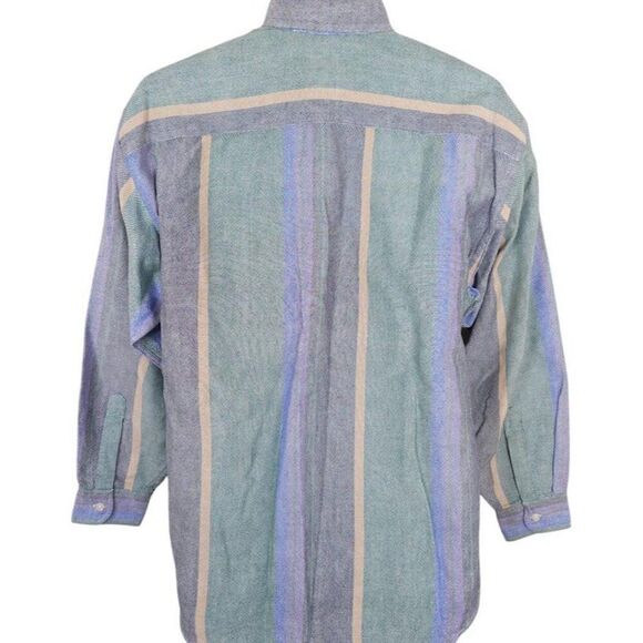 Vintage Arrow River Brand Shirt Mens Size Medium Blue Green 90s Striped Relaxed - Picture 3 of 5